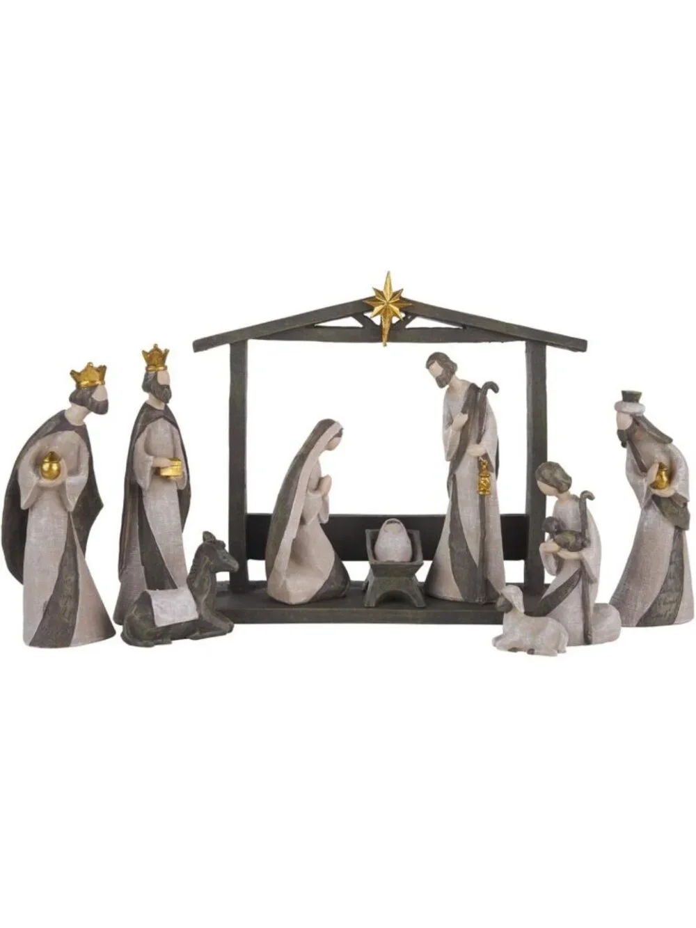 10-Piece Holy Family Nativity Set - Silent Night Manger Scene Decor